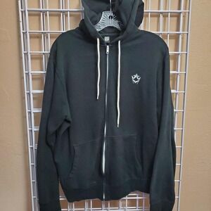 Black Rusty zip-up hoodie with a relaxed fit